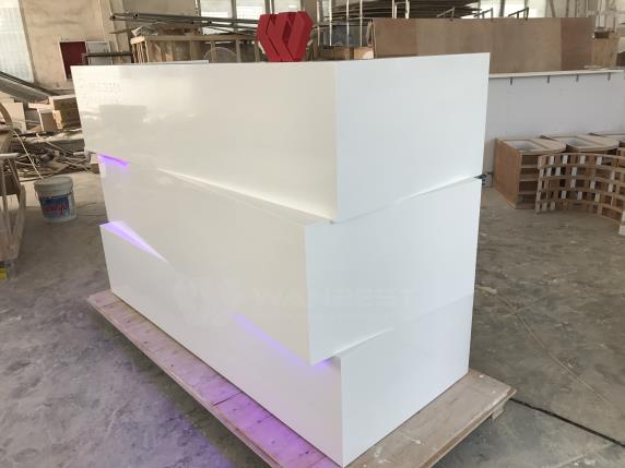 Three Block White Corian LED Lighting Reception Desk