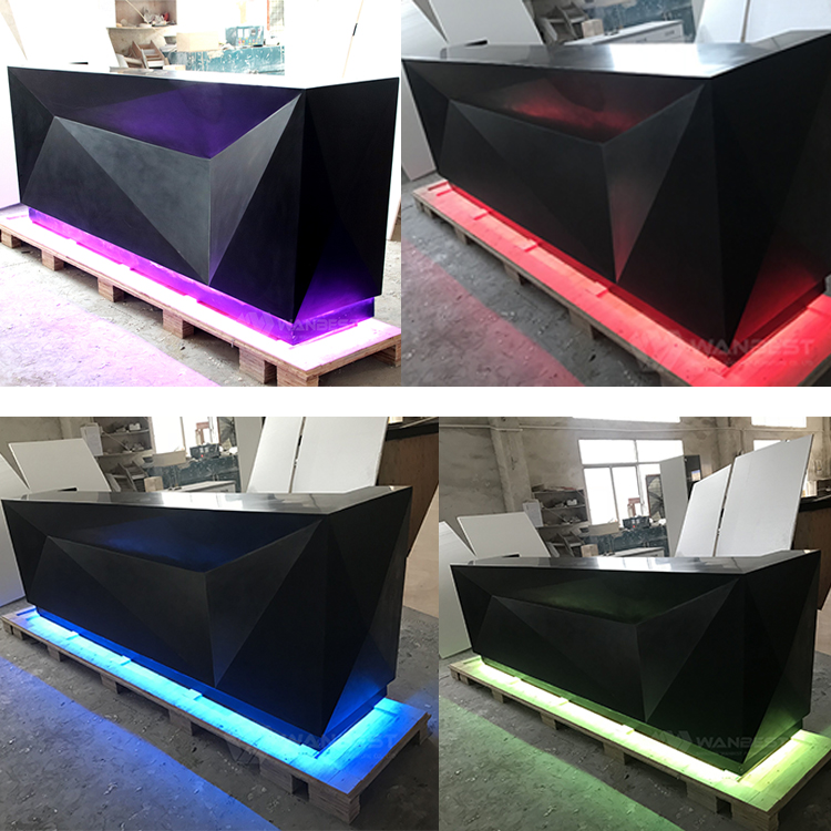 Modern Black matte artificial stone bar counter with LED