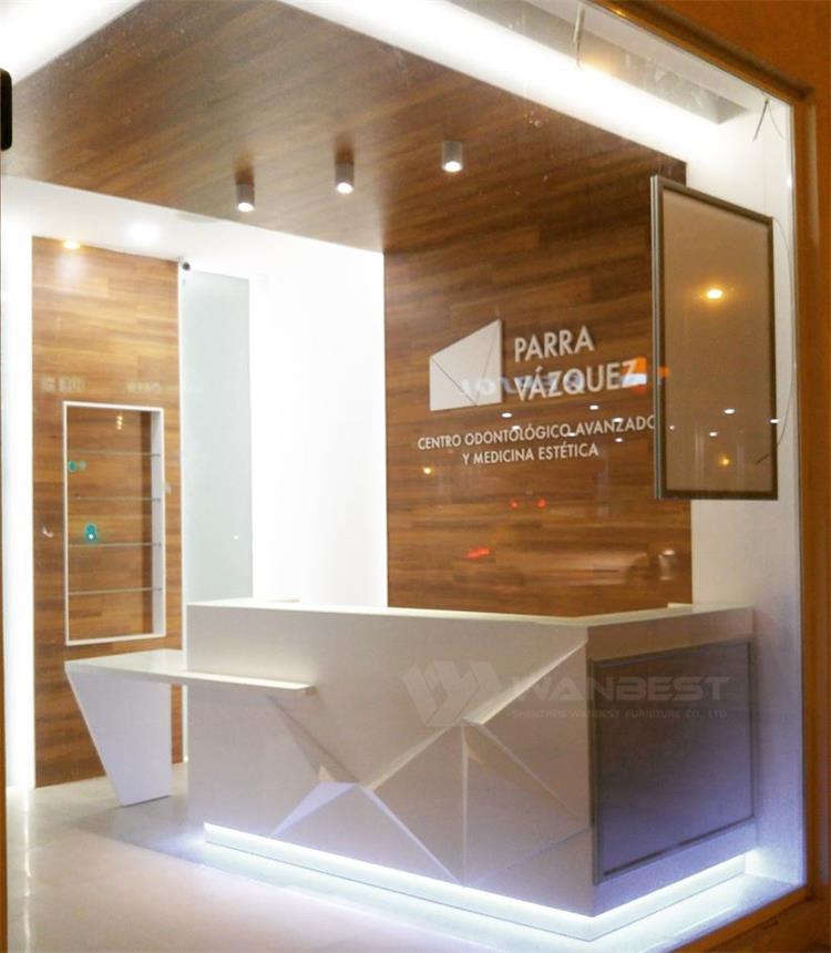 Solid surface reception desk 