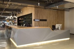 Grey diamond design L shape LED wood top reception desk