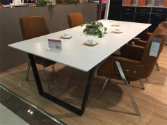 Solid surface top stainless steel legs white conference table
