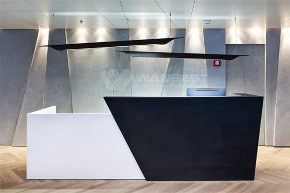 White black luxury corian modern client free design reception desk