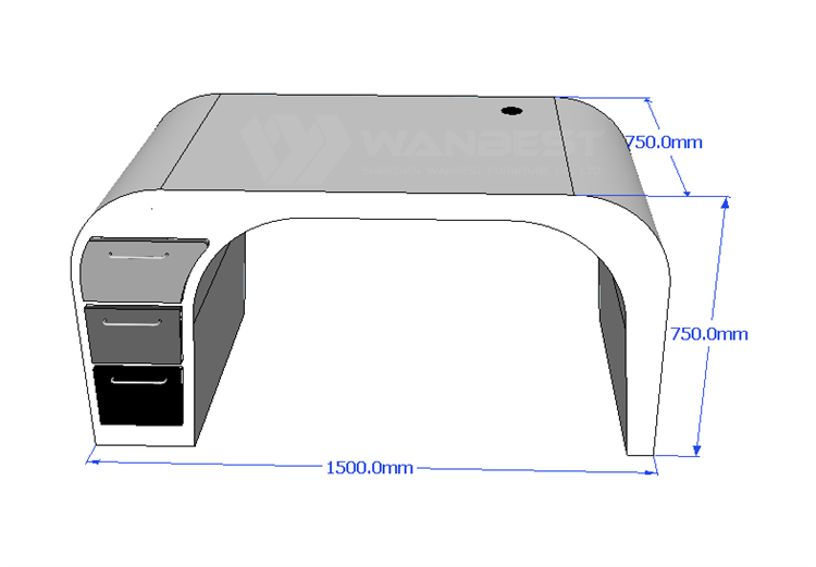 The front of Office desk 3D drawing 