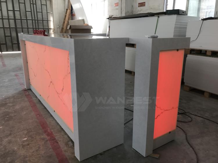 The side of corian bar counter 