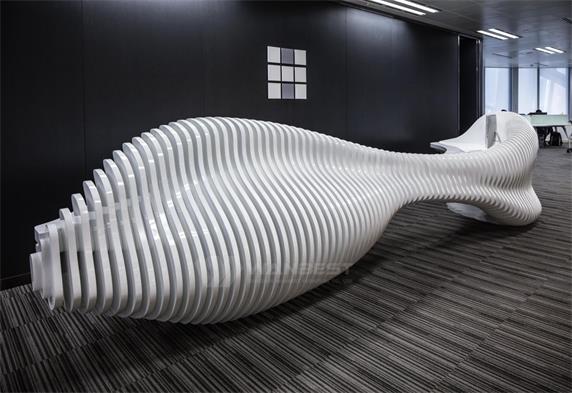 Ingenious bone-shaped artificial stone reception desk