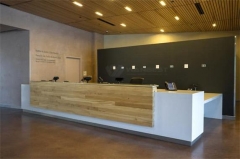 Straight high quality commercial corian & wooden front desk