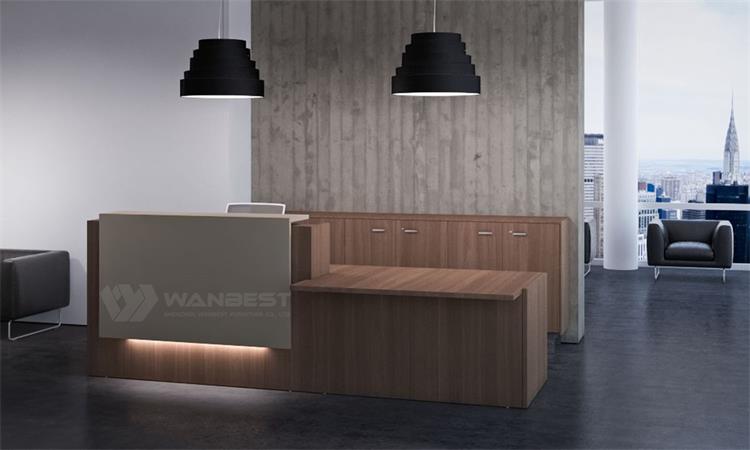 Hot sale wood & corian reception desk