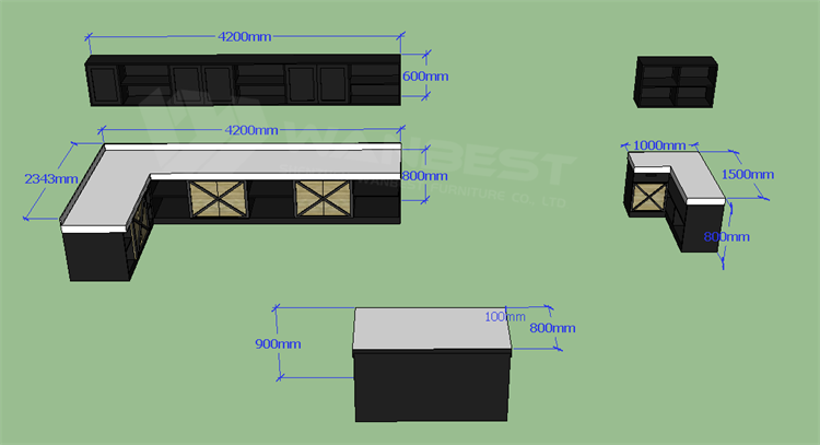 Kitchen counter 3D drawing 