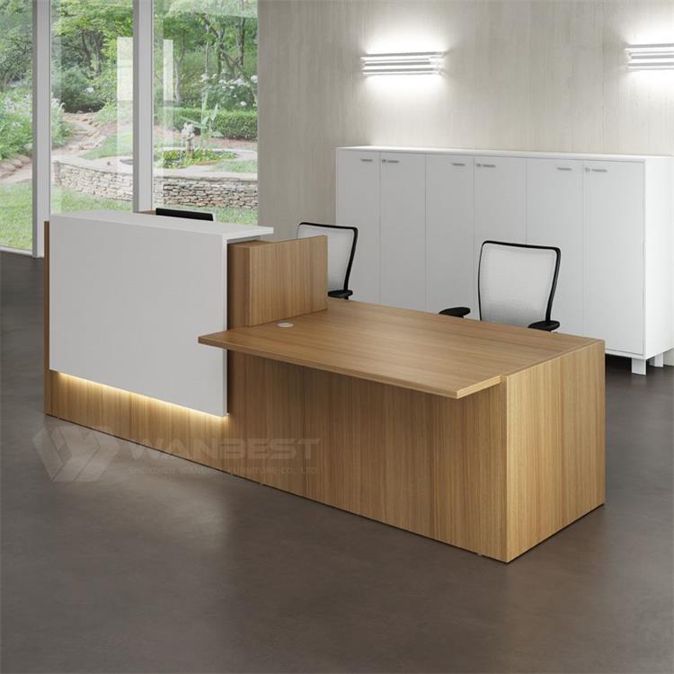 wood durable reception desk with LED 