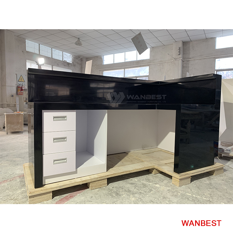 Artificial Stone Black Reception Desk 