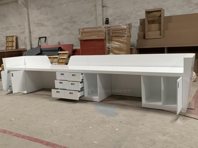 High gloss white reception desk 