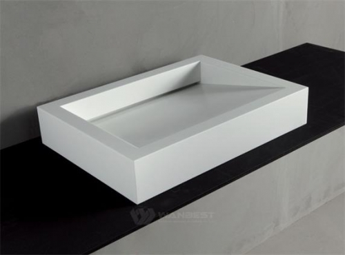 Artificial Marble White Rectangle Special Design Bathroom Sink