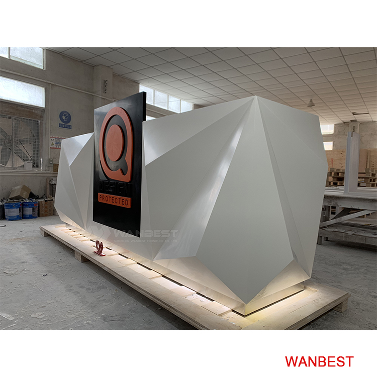 Kuwait Cilent White Diamond L shape  modern front counter 