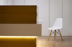 Solid Surface White & Brown Wood LED Light Luxury Reception Desk