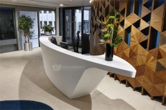 I Shape Artificial Stone White Reception Desk Furniture