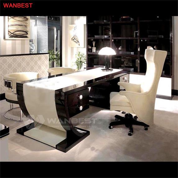 Artificial Stone Solid Wood Noble Design Unique CEO Office Desk