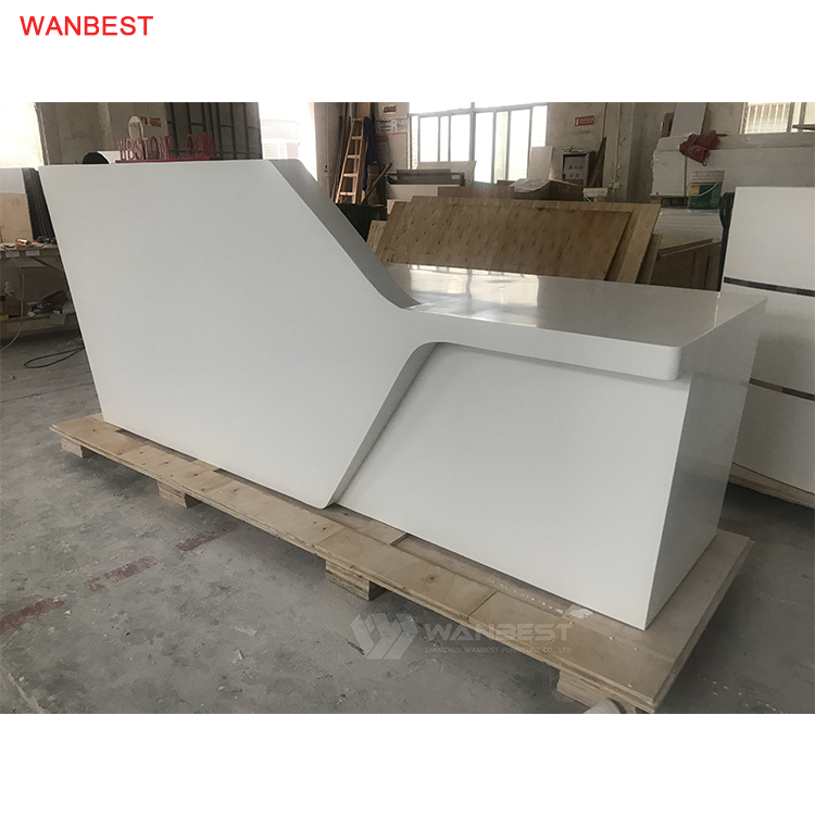 I shape solid surface reception desk 