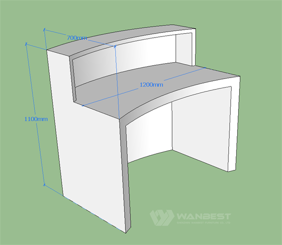 Curved Solid Surface Modern White Durable Reception Desk