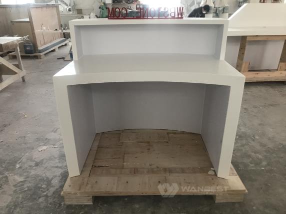 Curved Solid Surface Modern White Durable Reception Desk