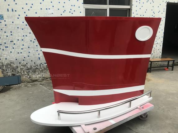 Boat Shape Wooden Lacquer Red & White Modern Bar Counter