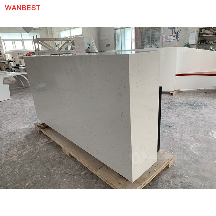 The side of marble stone reception desk 