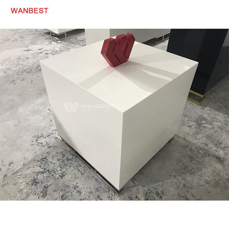 Square solid surface white counter 
