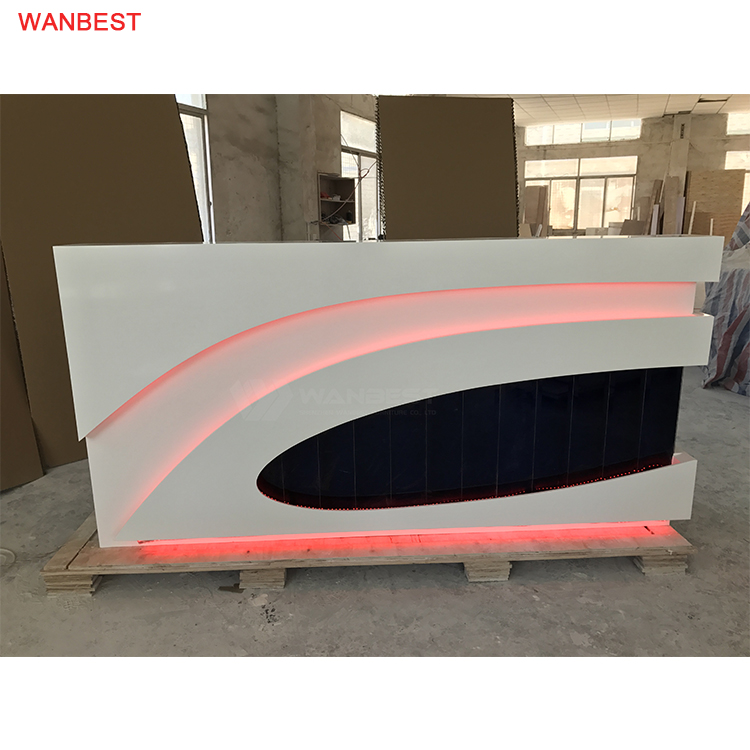 RGB light solid surface reception desk 