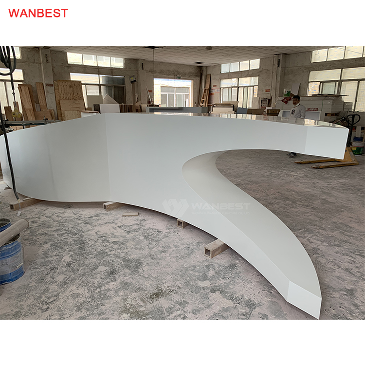 High Quality Acrylic Solid Surface Art Design Restaurant Reception Furniture Counter