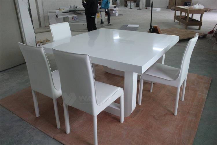 6 people Seats Acrylic Stone White Modern Dining Table