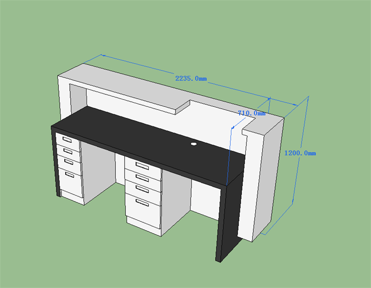 The 3D drawing of health material reception desk 