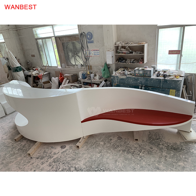 Arc Design Artificial Stone White Red High Gloss Good Price Art Gallery Front Counter Furniture 