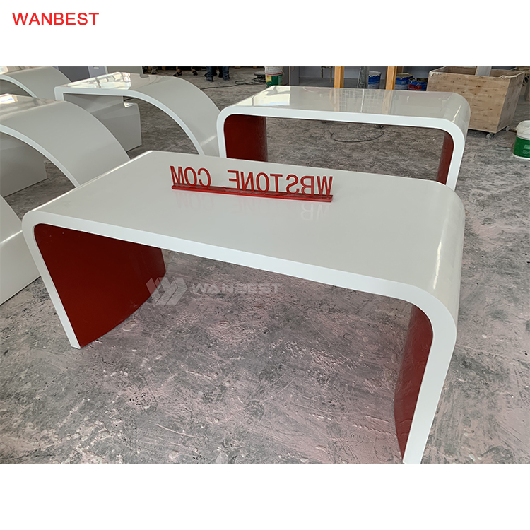 N shape artificial stone office desk 