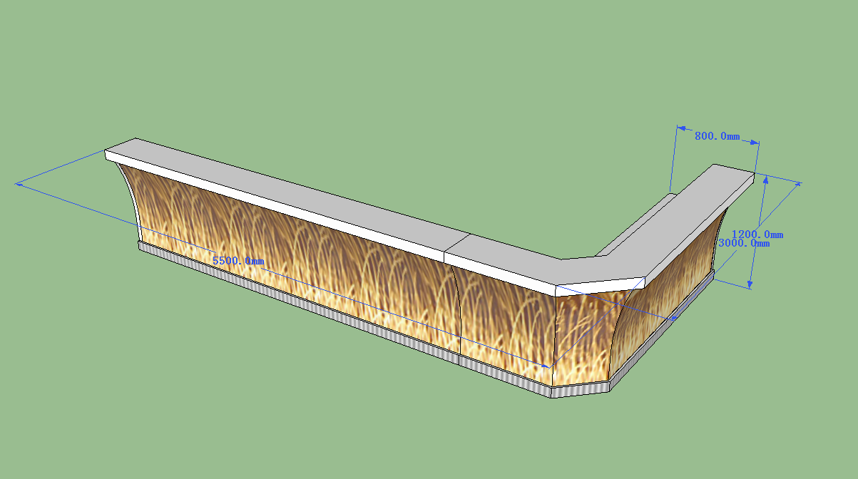 The front of modern bar counter 3D drawing 