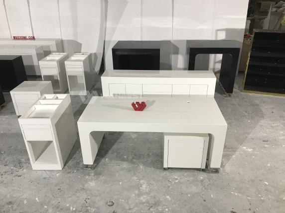 Square Acrylic White Beauty Salon Commercial Display Counter