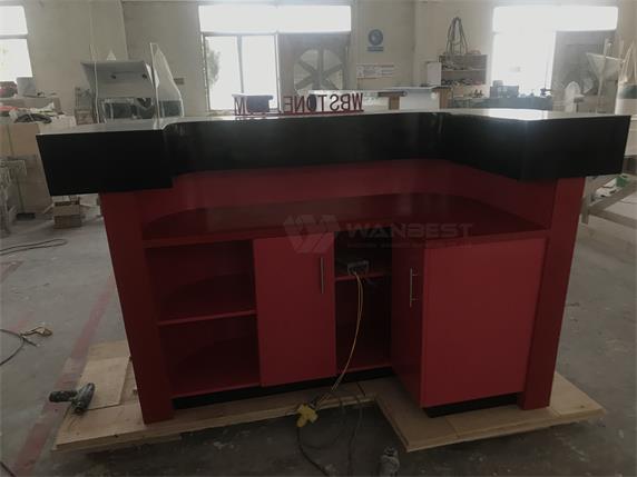 Black & Red LED light Acrylic stone Commercial Bar Counter For Sale