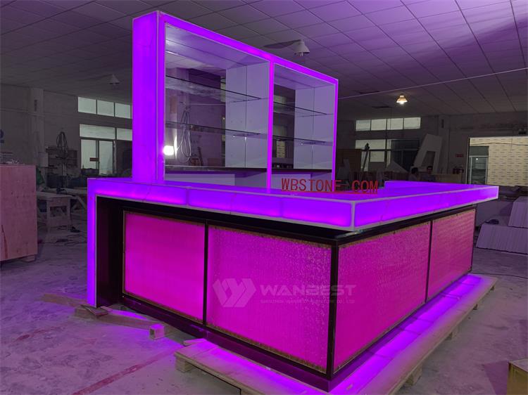 Hight Quality Acrylic Solid Surface Translucent Stone Large Restaurant Pub Counter