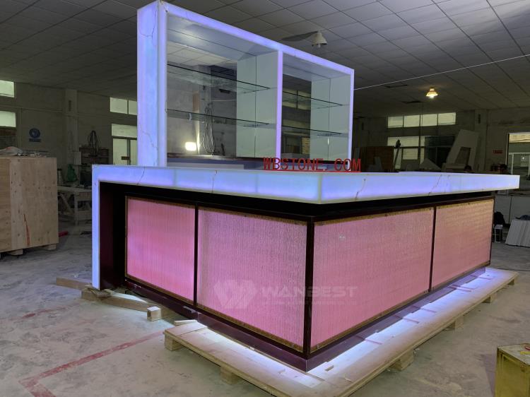 Hight Quality Acrylic Solid Surface Translucent Stone Large Restaurant Pub Counter