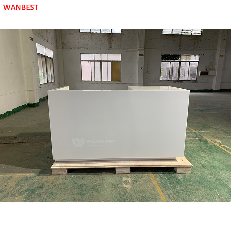 I Shape Acrylic Solid Surface Matte Modern Deaign Reception Desk For Sale 