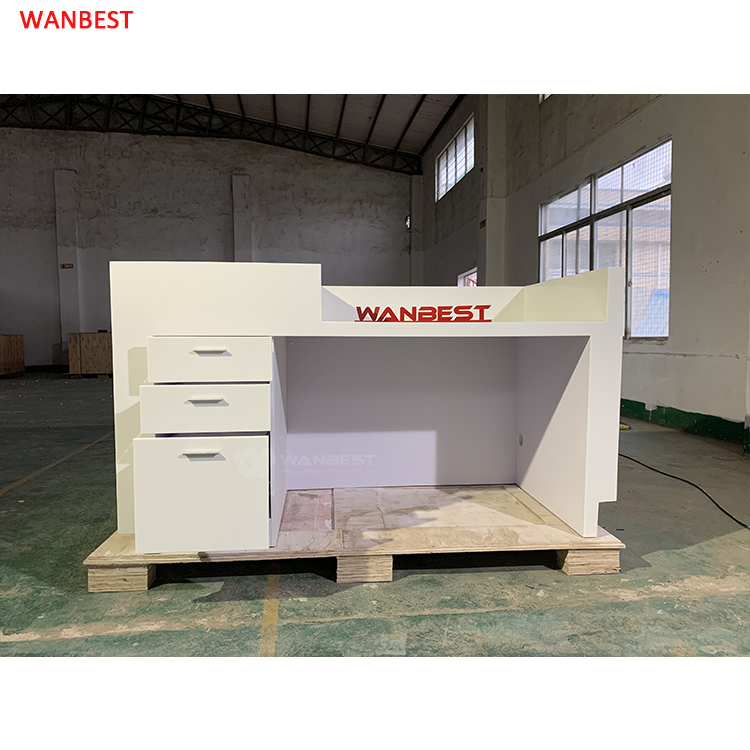 Marble High Quality Matte One Person Salon Beauty White Reception Furniture Desk