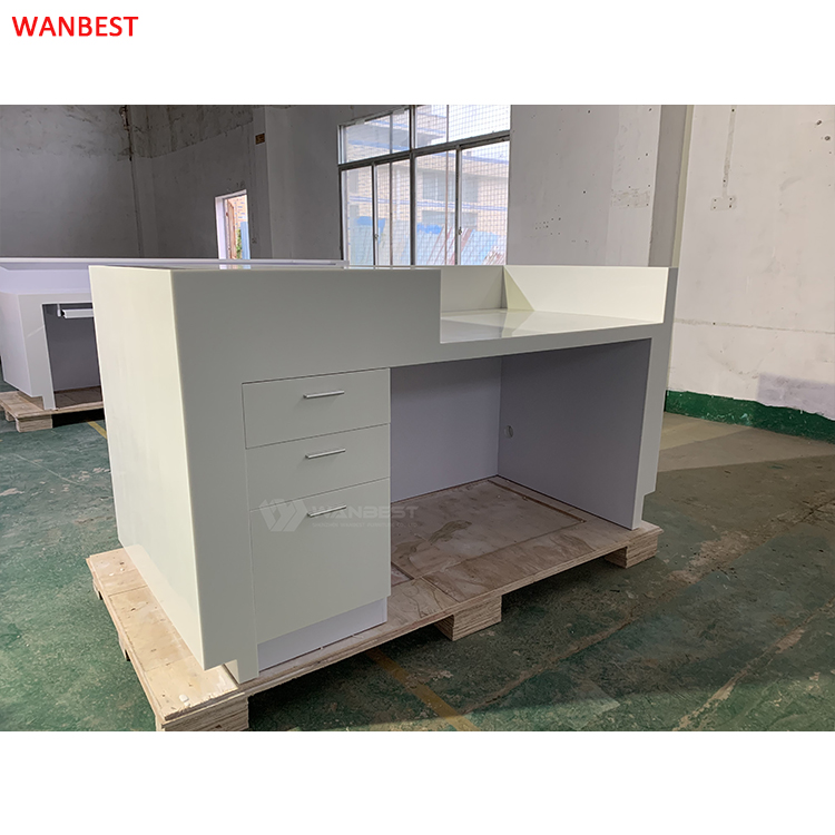  China Good Fame Solid Surface Manufacture Modern Commercial Deisgn Small Reeption Desk