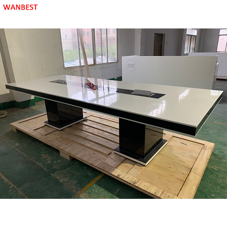 Black Artificial Stone High Quality Large Resturant Commercial  Furniture Meeting Room Table