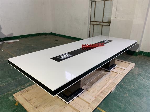 Hot Selling White & Black Acrylic Solid Surface Meeting Room Table Furniture
