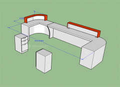 Large U shape acrylic solid surface modern reception desk