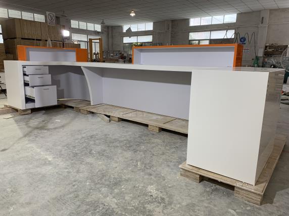 Large U shape acrylic solid surface modern reception desk