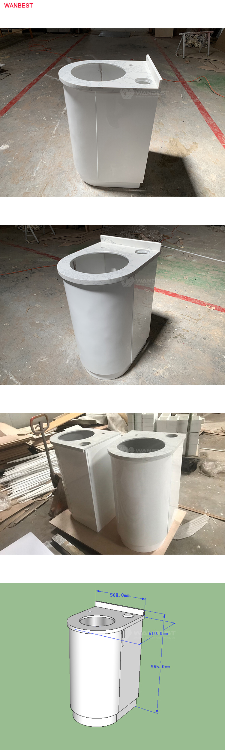 Manufacture supply quartz stone comstomized wash basin pedestal washing sinks 
