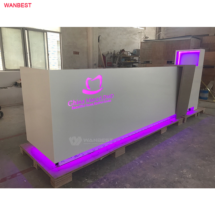 Beauty salon spa special design acrylic solid surface good fame reception desk furniture