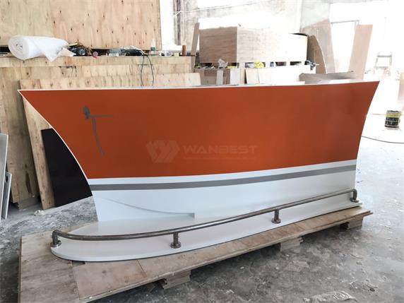 Orange boat shape bar counter custom design with stools