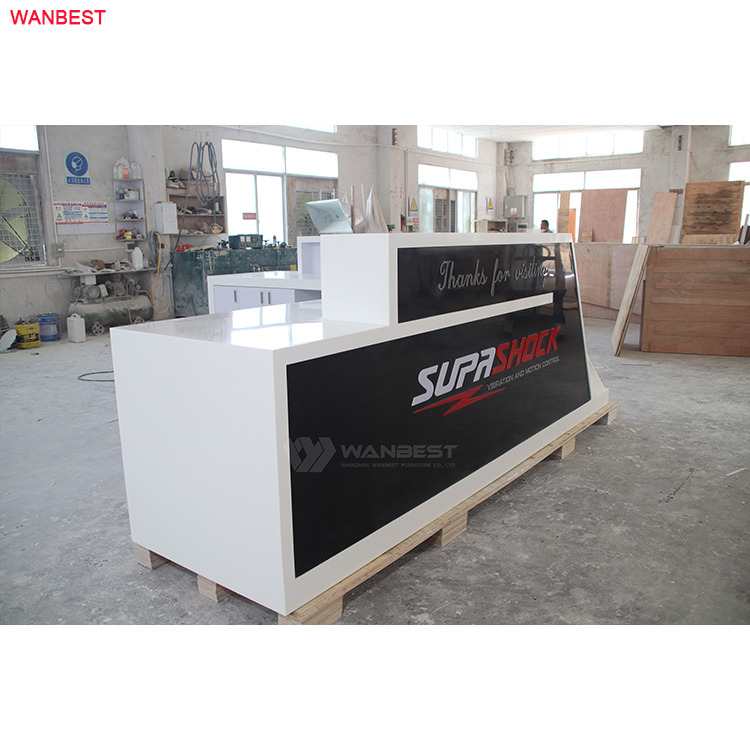 White black elegant design front table office furniture reception desk artificial stone material