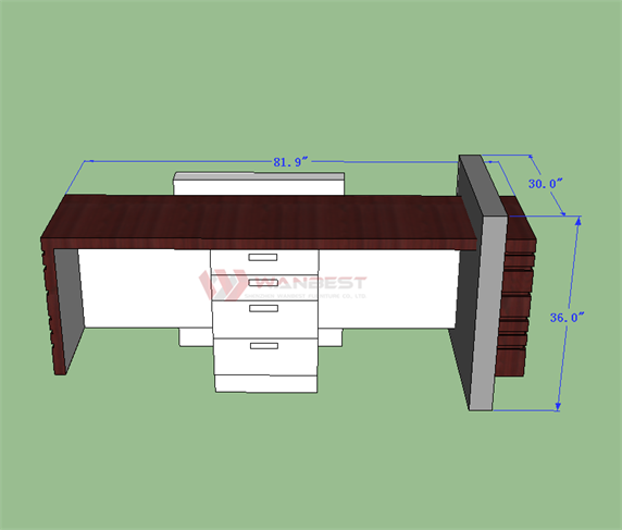 Standard size modern design company acrylic solid surface office desk