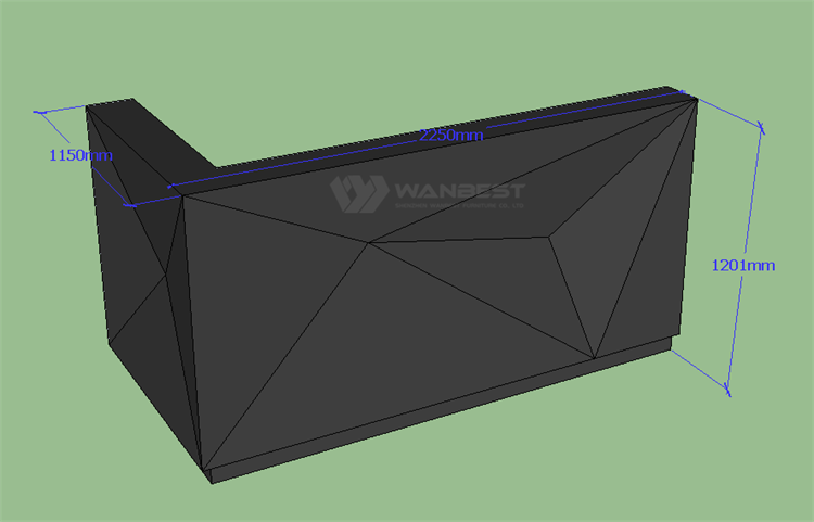 Black 3D drawing front counter 